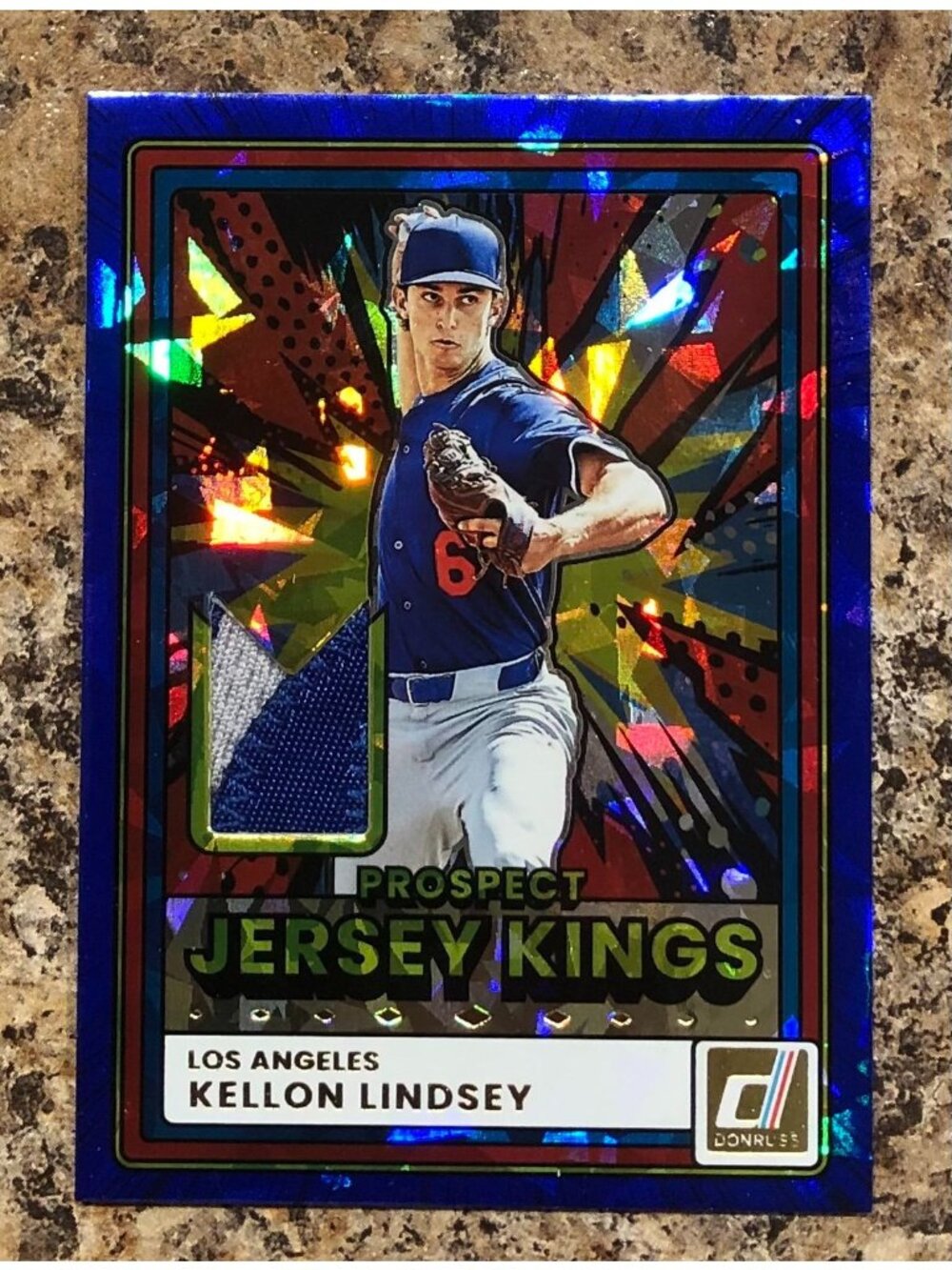 2026 Donruss Jersey Kellon Lindsey Kings Blue Cracked Ice 2-Color PATCH Jersey